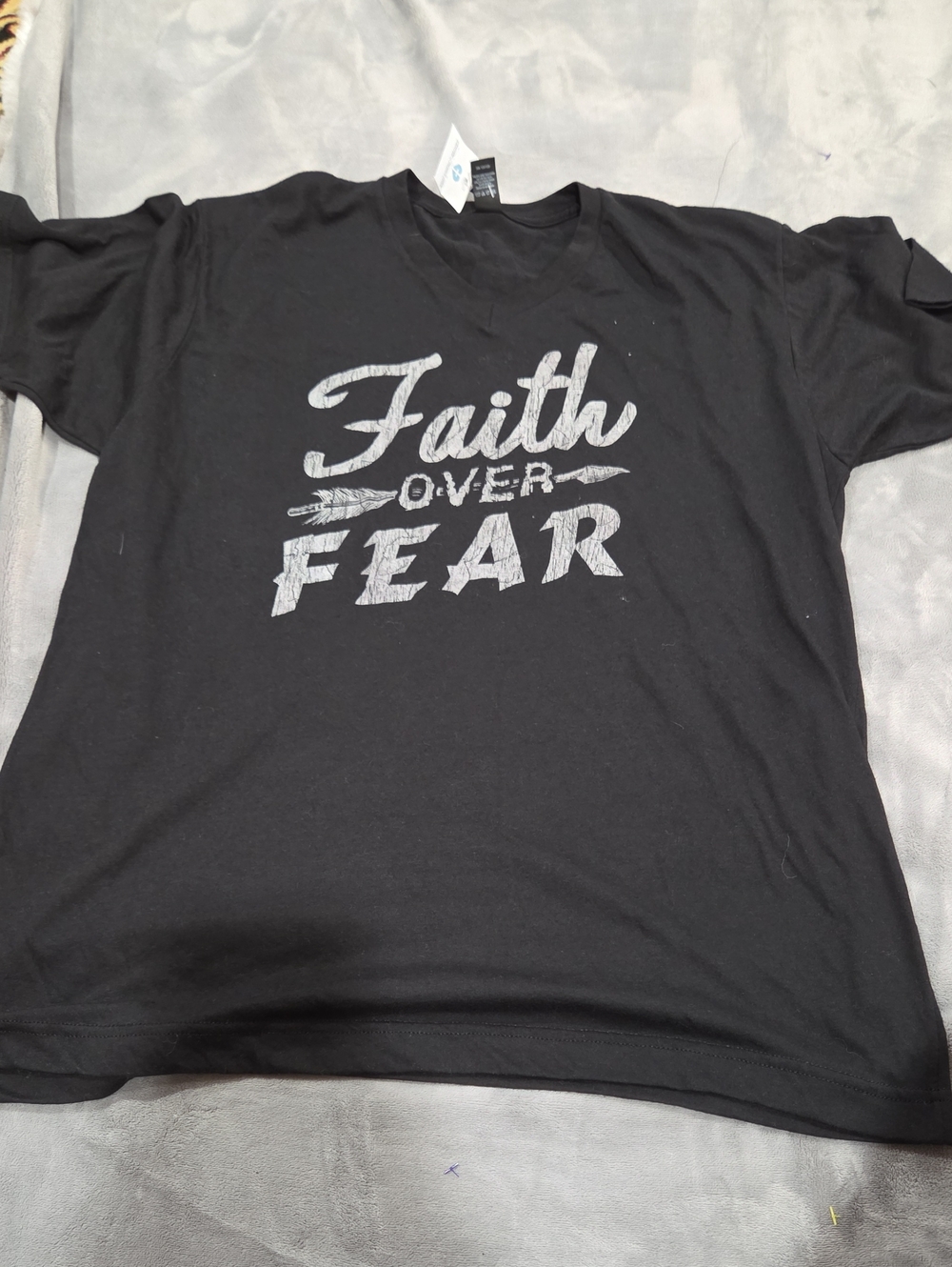 Tultex Black 'Faith Over Fear' Graphic Short Sleeve Tee